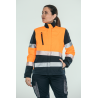 Polar Softshell alta visibilidad MUJER KINGSMANN STARLIGHT, Azul Marino con Naranja Flúor 1