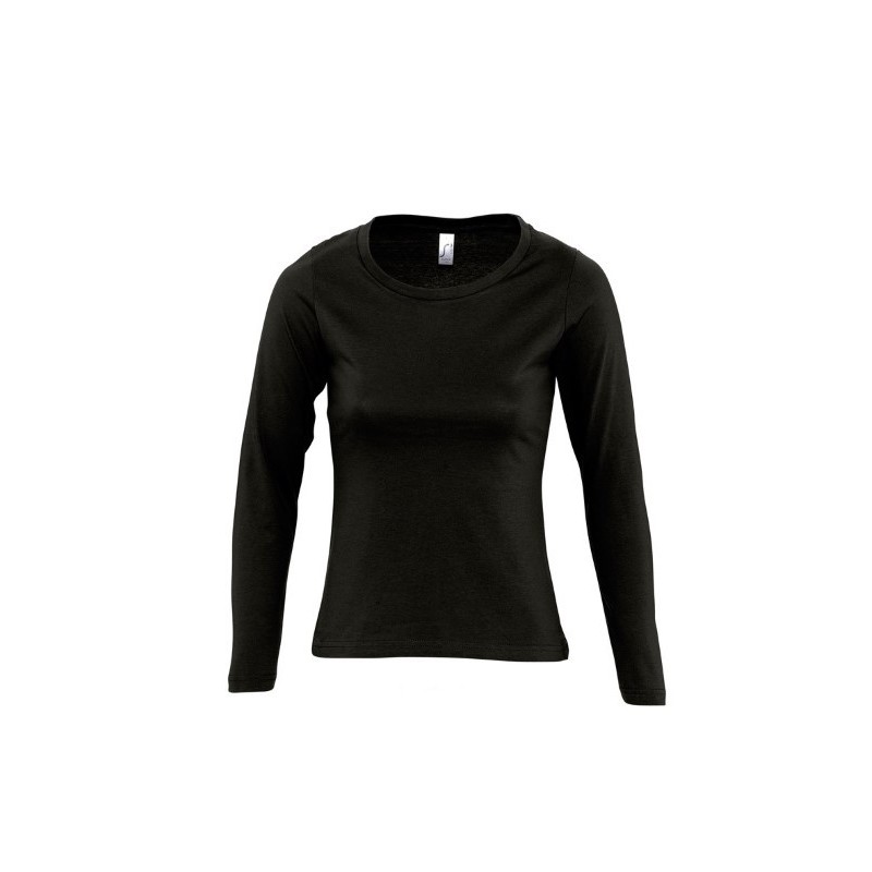 Camiseta negra de manga larga con cuello para mujer, de secado rápido,  atlética, sin botones, de golf (negro, talla M), Negro 