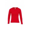 Camiseta laboral MUJER manga larga con cuello redondo Roja 1